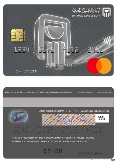 Download Egypt National Bank of Egypt titanium mastercard Photoshop template